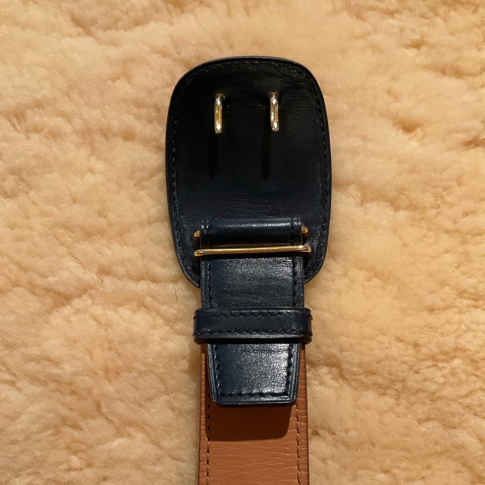 Vintage Hermès deep navy blue leather belt - Picture 3 of 14